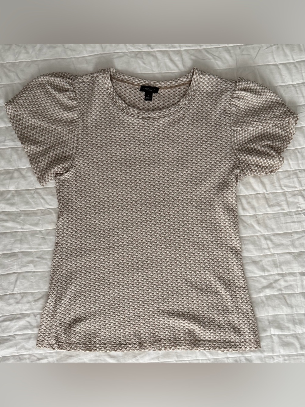 Ann Taylor Tan Petal Sleeve Top